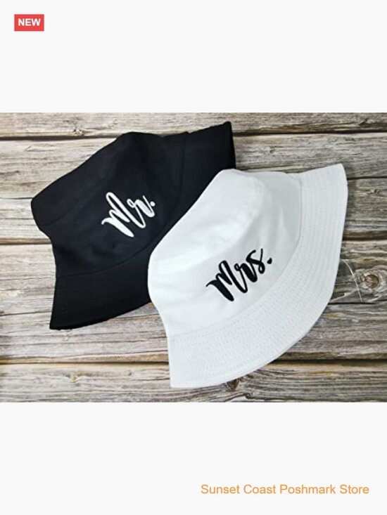 Mr and Mrs Embroidered Bucket Hat Set for Weddings Anniversaries Couples main image 6